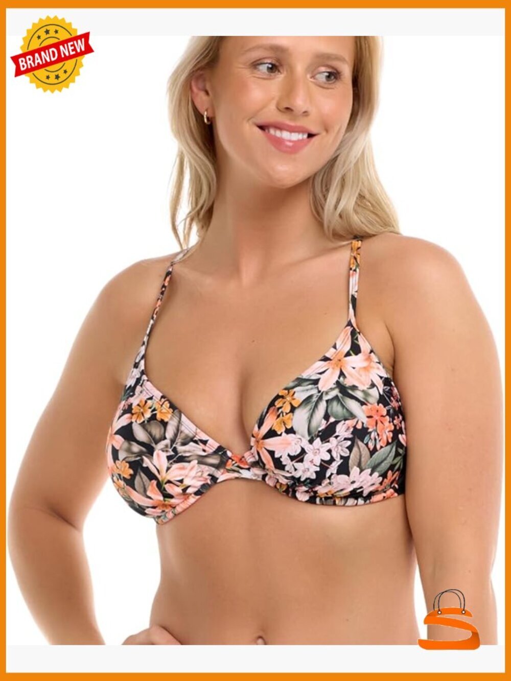 Underwire Bikini Top D-F Cup Adjustable Support Swimwear